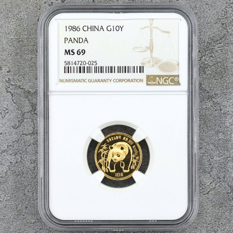 1986 中國熊貓金幣 .999純金 1/10盎司 NGC69分（參考圖）