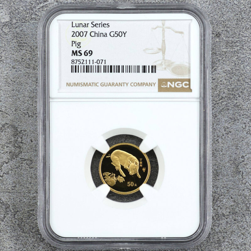 2007 中國生肖豬年金幣 1/10盎司 NGC69分（參考圖）