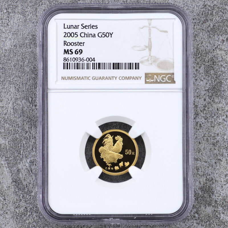 2005 中國生肖雞年金幣 1/10盎司 NGC69分（參考圖）