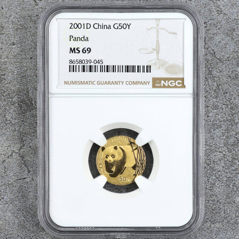 2001 中國熊貓金幣 .999純金 1/10盎司 NGC69分（參考圖）